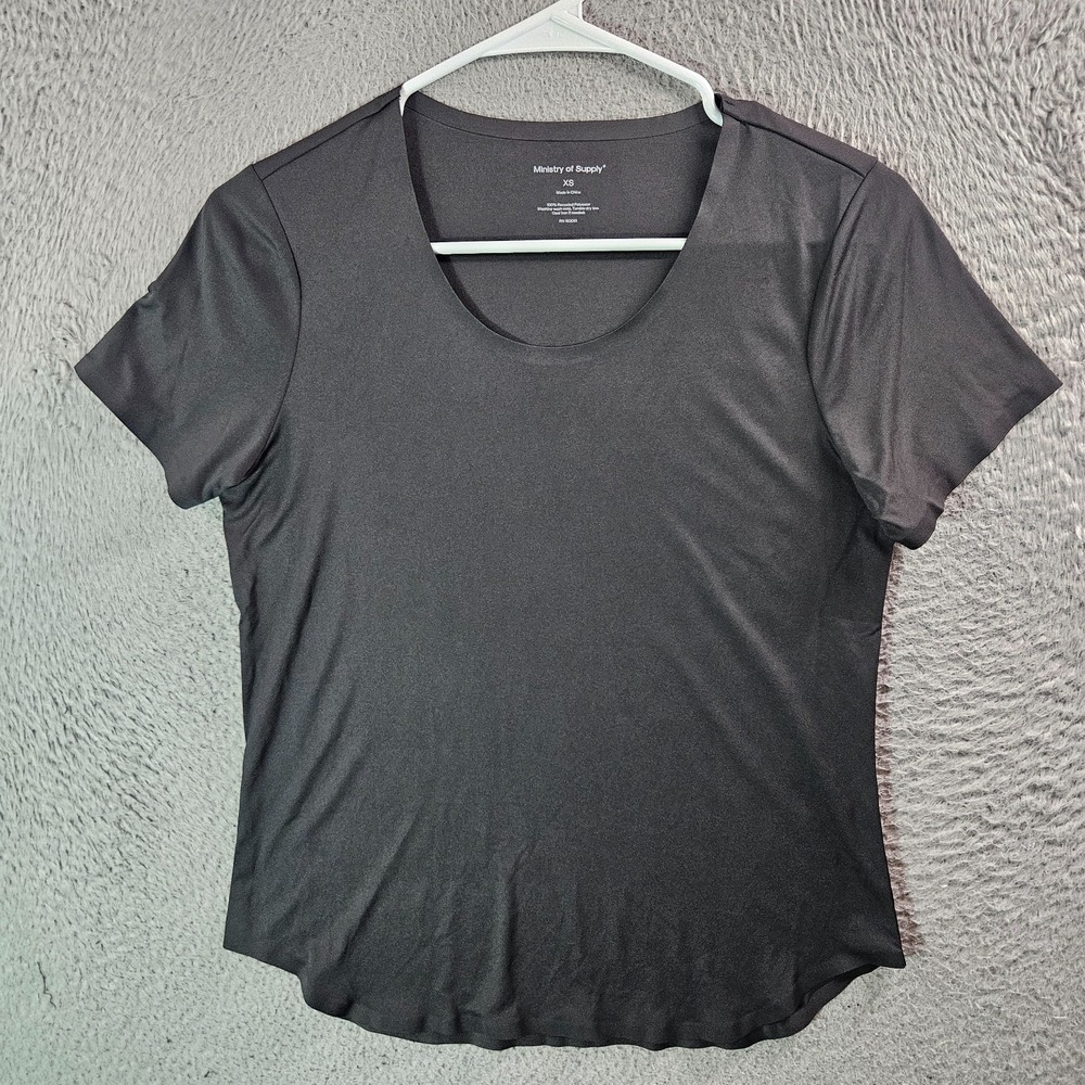 Ministry of Supply Tee Women XS Short Sleeve Stretch Charcoal Gray